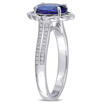 Tanzanite and Diamond 14K White Gold Ring 1.95ctw