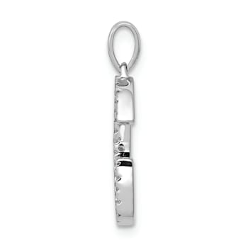 Rhodium Over 14K White Gold Diamond Letter G Initial Pendant