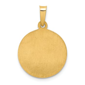 14K Yellow Gold Polished and Satin Sacred Heart of Jesus Medal Hollow Pendant