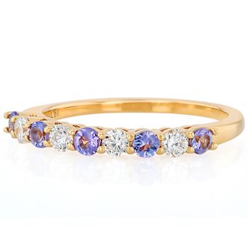 Tanzanite And Lab-Grown White Diamond Ring In 18K Gold Over Sterling
Silver 0.56ctw