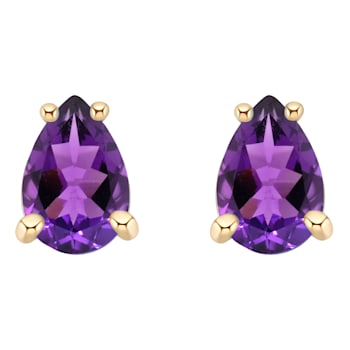 6x4mm Pear Shape Amethyst 14k Yellow Gold Stud Earrings