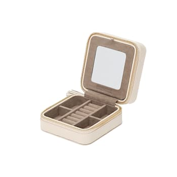 Caroline Zip Jewelry Case Ivory By Wolf