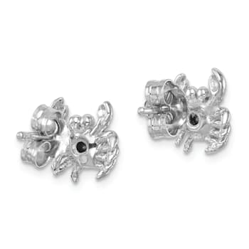 Rhodium Over Sterling Silver Polished Blue Crystal Crab Post Earrings