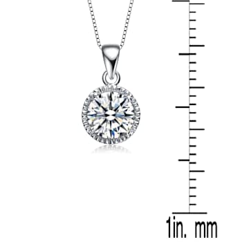 CZ Solitaire Pendant In Sterling Silver
