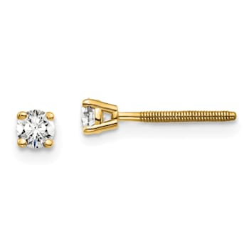 14K Yellow Gold Lab Grown Diamond 1/5ctw VS/SI GH Screw Back 4 Prong Earrings