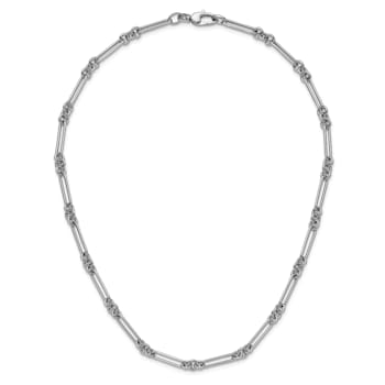 Rhodium Over 14k White Gold Polished Fancy Link Necklace