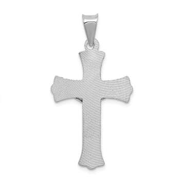 Rhodium Over 14k White Gold Satin, Textured and Diamond-Cut Crucifix Pendant