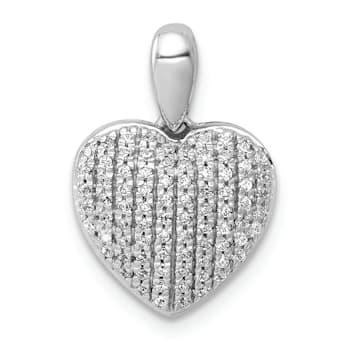 Rhodium Over 14k White Gold Diamond Heart Pendant