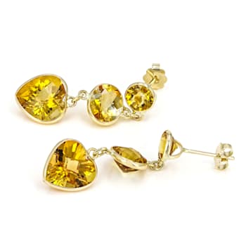 Yellow Citrine 14K Yellow Gold Dangle Earrings 10.23ctw