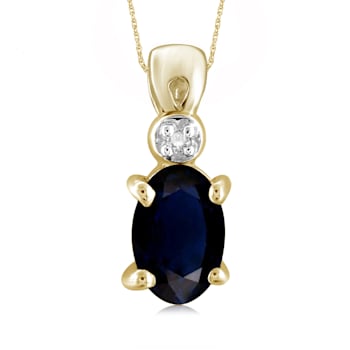 Black Sapphire 14K Gold Over Silver Pendant with Chain 0.56ctw