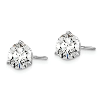Rhodium Over 14K Gold Certified Lab Grown Diamond 2ct. VS/SI GH+, 3
Prong Screwback Earrings