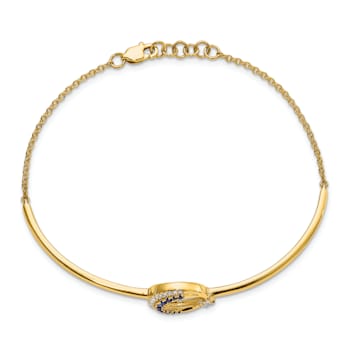 14k Yellow Gold and Rhodium Over 14k Yellow Gold Diamond and Sapphire
Moon and Star Bar Bracelet