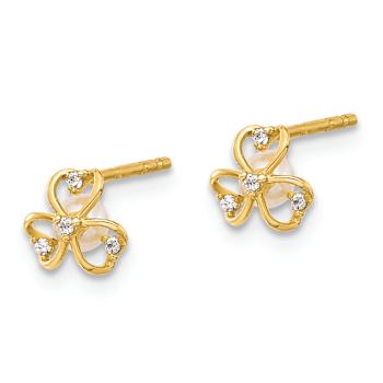 14k Yellow Gold Cubic Zirconia and Freshwater Cultured Pearl Stud Earrings