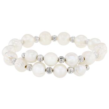 Cultured Freshwater Pearl Wrap Bracelet In Sterling Silver 7.5mm