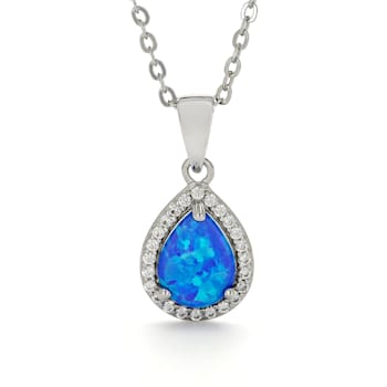 White gold plated austrian blue jewel necklace on sale