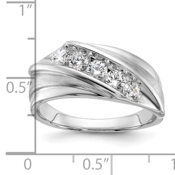 Rhodium Over 10K Gold Lab Grown Diamond SI1/SI2, G H I, Men's 5-stone Band