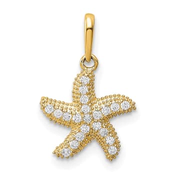 14K Yellow Gold Cubic Zirconia Starfish Pendant