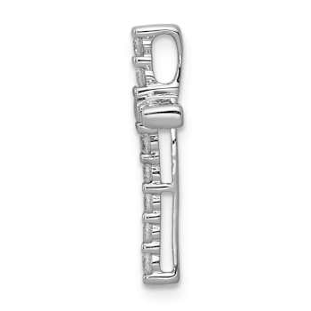 Rhodium Over 14k White Gold Diamond Cross Chain Slide Pendant