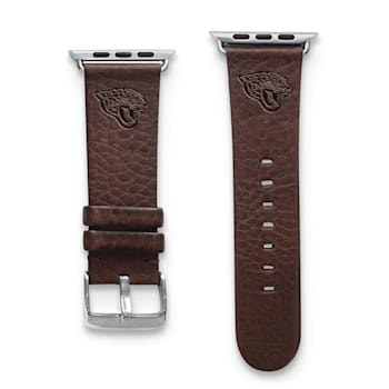 Gametime Jacksonville Jaguars Leather Band fits Apple Watch (42/44mm M/L
Brown). Watch not included.