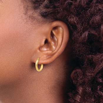 14k Yellow Gold Diamond-Cut 5/8" Hoop Earrings