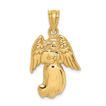14k Yellow Gold Polished Angel Pendant