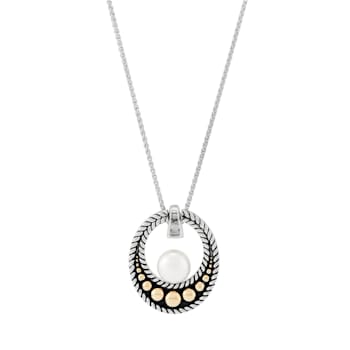 White Freshwater Pearl Sterling Silver/14K Gold Over Sterling Silver
Accents Pendant with Chain