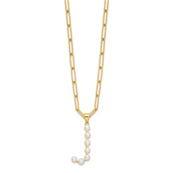 Gold Tone Sterling Silver 3-5.5mm Freshwater Cultured Pearl LETTER J
18-inch Necklace