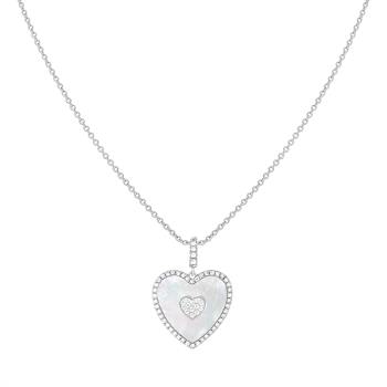 Mother of Pearl and Cubic Zirconia Rhodium Over Sterling Silver Pendant