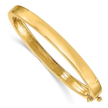 14k Yellow Gold 6.3mm Polished Hinged Bangle Bracelet