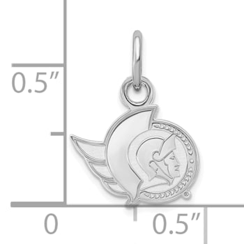 Rhodium Over Sterling Silver NHL LogoArt Ottawa Senators Extra Small Pendant