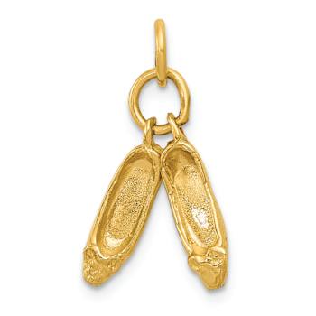 14k Yellow Gold 3D and Textured Ballet Slippers Charm Pendant