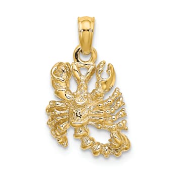 14k Yellow Gold 3D Textured Scorpio Zodiac pendant