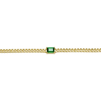 Emerald Color CZ Station Bracelet In 14K Gold Over Brass