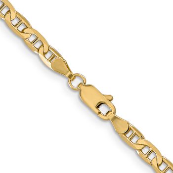 14k Yellow Gold 3.75mm Solid Concave Mariner 26 Inch Chain