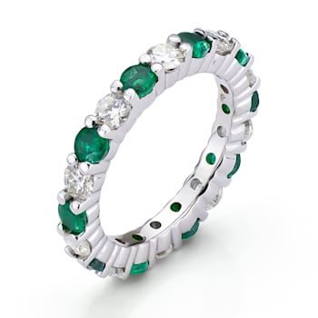 2.00ctw Emerald and Diamond Eternity Band Ring in 14k White Gold