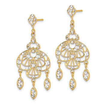 14K Two-tone Gold Diamond-Cut Chandelier Fancy Dangle Earrings