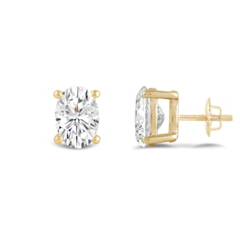 White Cubic Zirconia 14k Yellow Gold Studs With Velvet Gift Box 2.00ctw