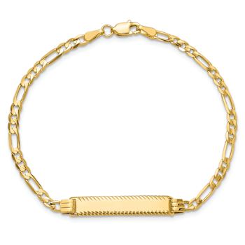 14k Yellow Gold Diamond-Cut Figaro Link ID Bracelet