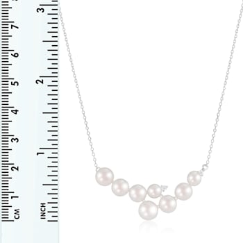 5-5.5mm White Cultured Freshwater Pearl Sterling Silver Pendant W/Chain