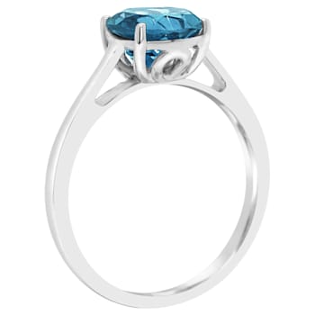 8mm Round London Blue Topaz Rhodium Over Sterling Silver Ring