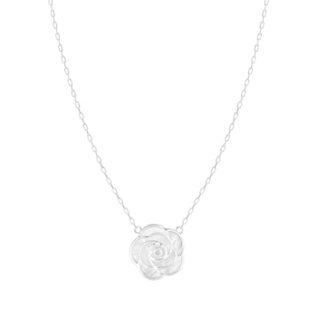 Mother of Pearl and Cubic Zirconia Rhodium Over Sterling Silver Necklace