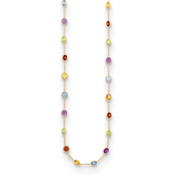 14K Yellow Gold Multi-color Gemstone 18 Inch Necklace