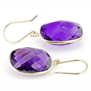 Purple Amethyst 14k Yellow Gold Earrings 18.00ctw