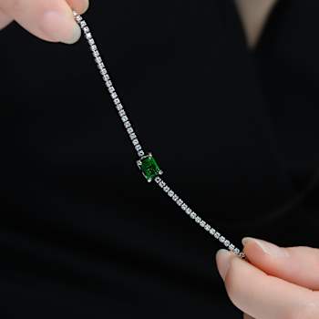 Emerald Color CZ Statement Bracelet In Sterling Silver
