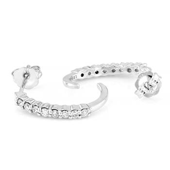 Modern Lab-Grown Diamond J-Hoop Earrings In Sterling Silver