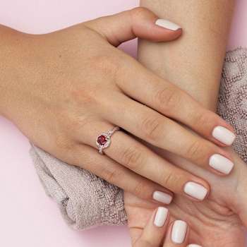 Garnet and Diamond 14K Rose Gold Halo Ring 1.24ctw