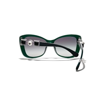 Chanel Dark Green Frame with Pearl Detail/Gray Gradient Lens Sunglasses