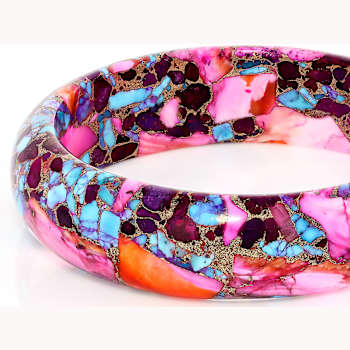 Turquoise And PInk SpIny Oyster Bangle Bracelet