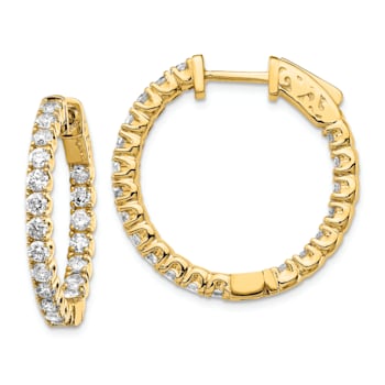 14K Yellow Gold Oro Spotlight Lab Grown Diamond SI+, H+, Round Hoop with
Safety Clasp Earrings