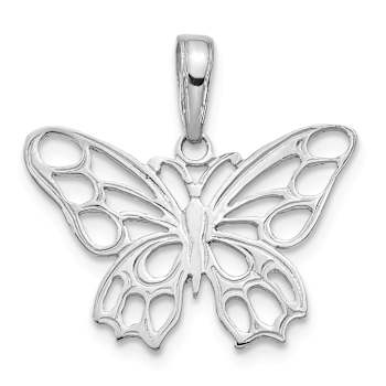 Rhodium Over 14k White Gold Polished Butterfly Cut-out Pendant
